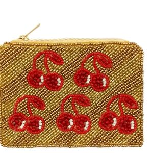 #92751 Trendy Chic Fabulous CHERRIES CHERRIES CHERRIES Beaded Coin Purse Pouch